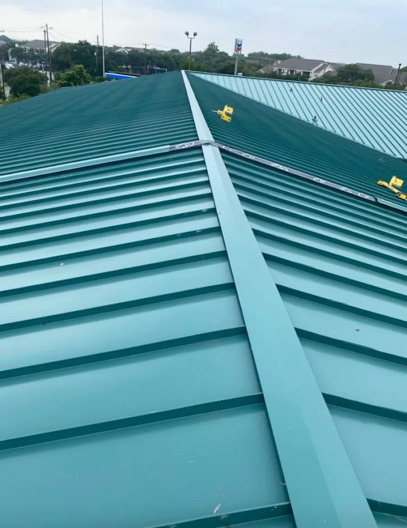 Green commercial metal roof ridge and valley for Metal Roof Repair in Cornelius